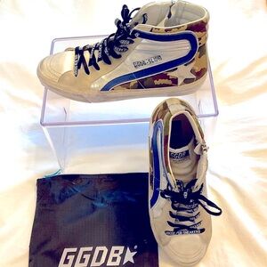 New Golden Goose Deluxe Brand Silver and Camouflage Slide Hightop Sneakers 💥😎